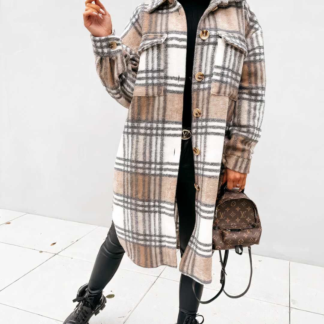 Drune | Lange karierte Winterjacke