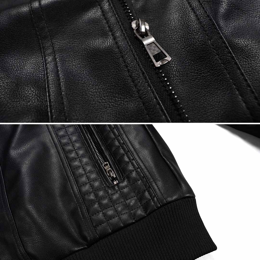 Drune | Premium hochwertige Lederjacke mit Kapuze für Herren