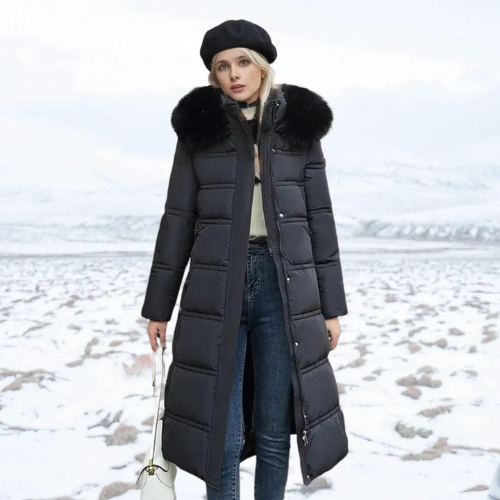 Drune | Damen Winterjacke - Warme gefütterte Jacke mit Kunstfellkragen