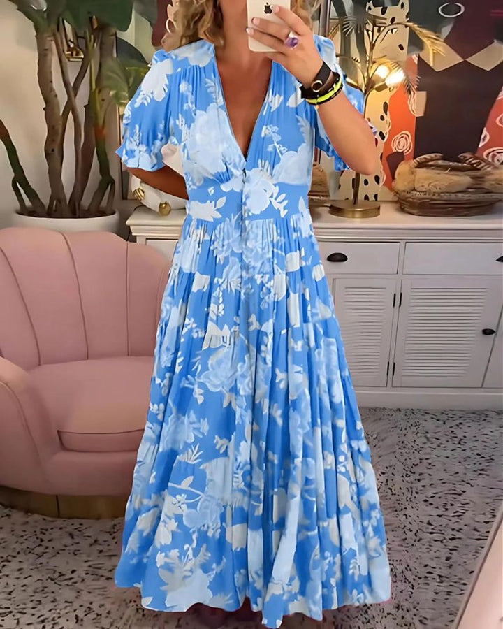 Drune | Bedrucktes V-Ausschnitt Kleid