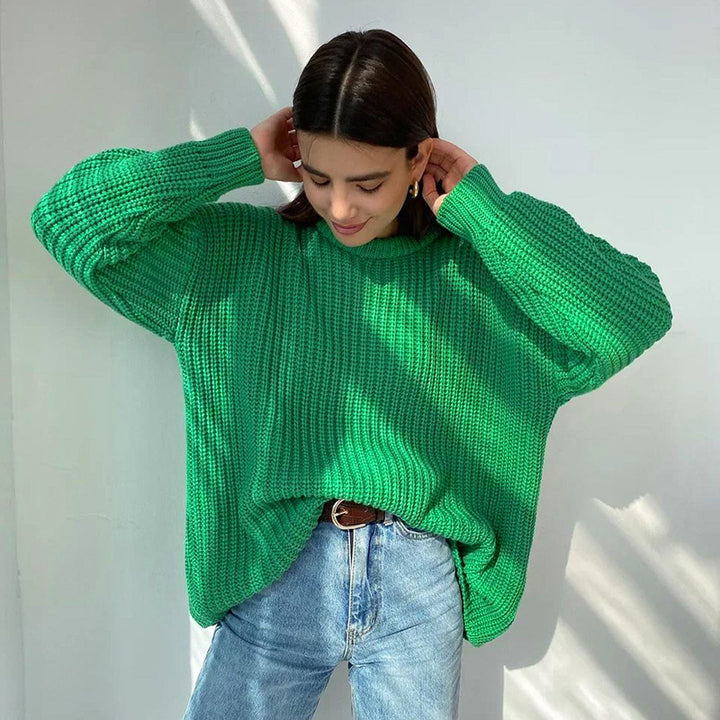 Drune – Modischer Strickpullover in Uni mit Rundhalsausschnitt
