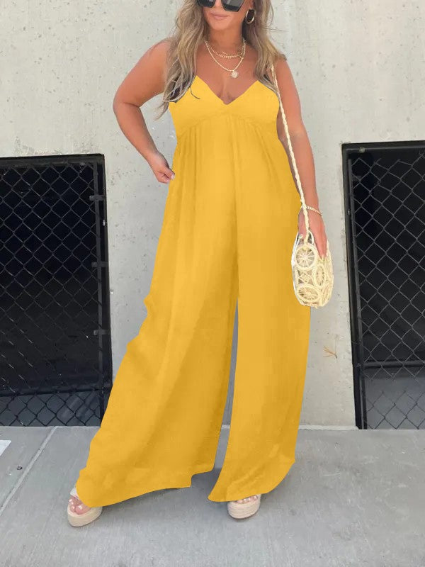 Drune | Jumpsuit mit V-Ausschnitt und Breiten Trägern
