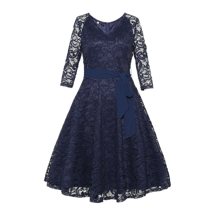 Drune | Spitzen-Illusionsärmel Cocktailkleid