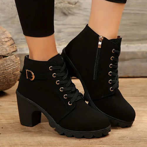 Drune | Schnürstiefeletten für Damen – Edgy Stil mit Blockabsatz