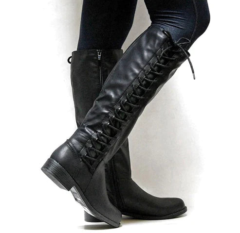 Drune | Schnürstiefeletten bis zum Knie für Damen – Stylisch & Vielseitig
