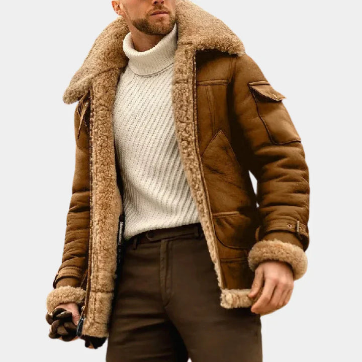 Drune | Leder Winterjacke für Herren im Pilotenstil