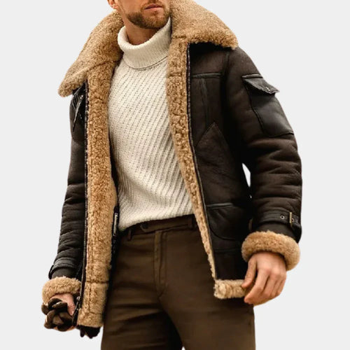 Drune | Leder Winterjacke für Herren im Pilotenstil
