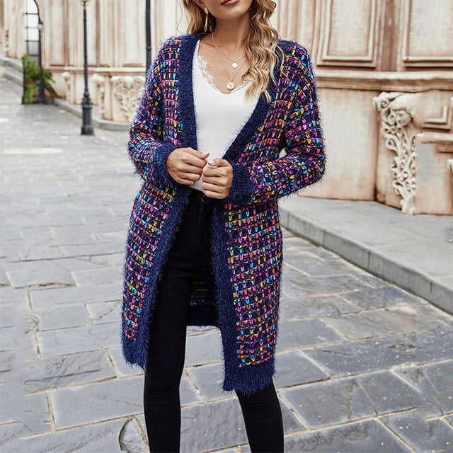 Drune | Kleid Offene Vorderseite Warm Gestrickte Jacke Damenstrick