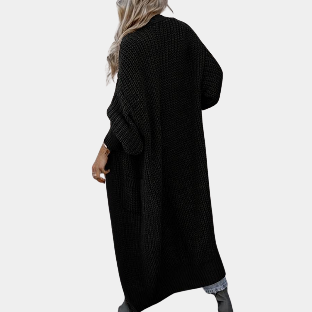 Drune | Damen Lange Gestrickte Cardigan mit Taschen und Langen Ärmeln