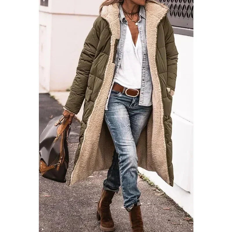 Drune | Pufferjacke Kapuze Fleece Futter Pufferjacke Winterjacken für Frauen