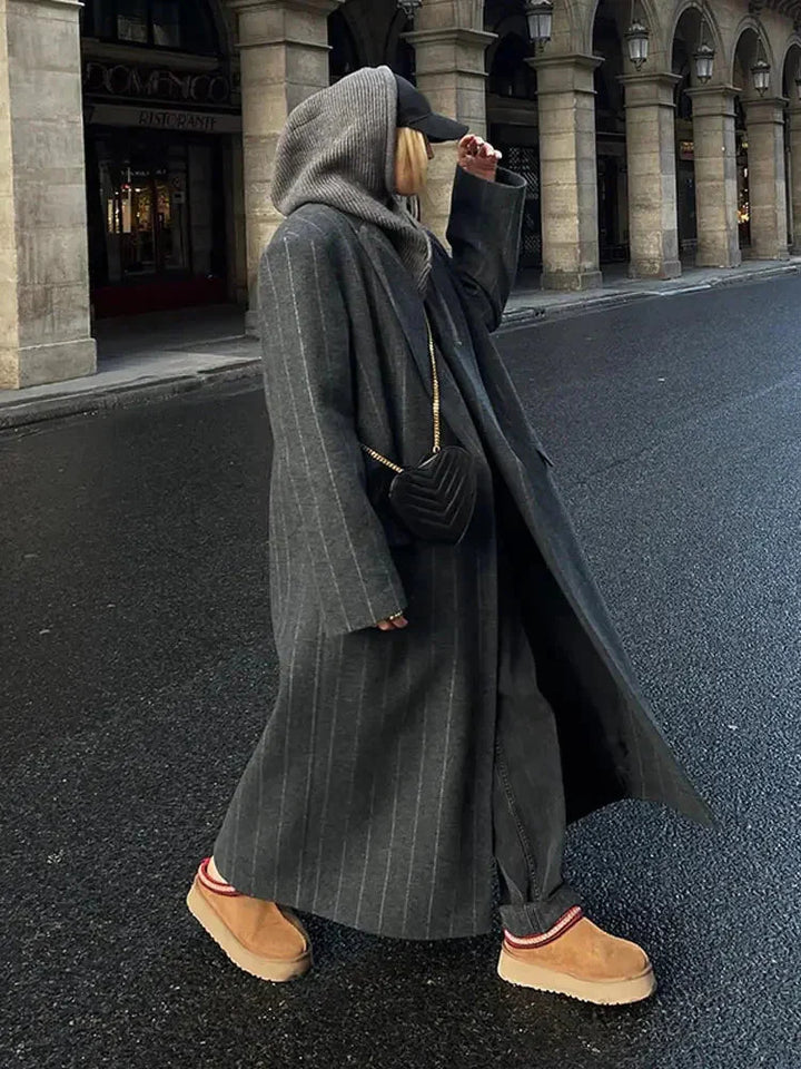 Drune | Mantel Gestreifter Übergröße Blazer Mantel für Damen