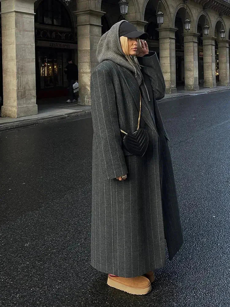 Drune | Mantel Gestreifter Übergröße Blazer Mantel für Damen