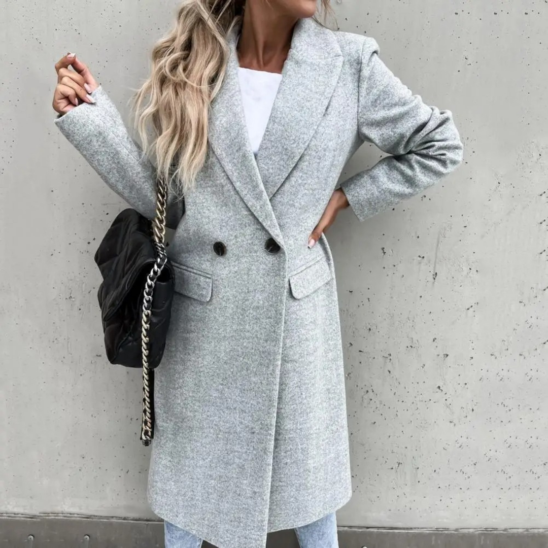 Drune | Mantel Wollscher Winter Trenchcoat mit Knopfverschluss für Damen