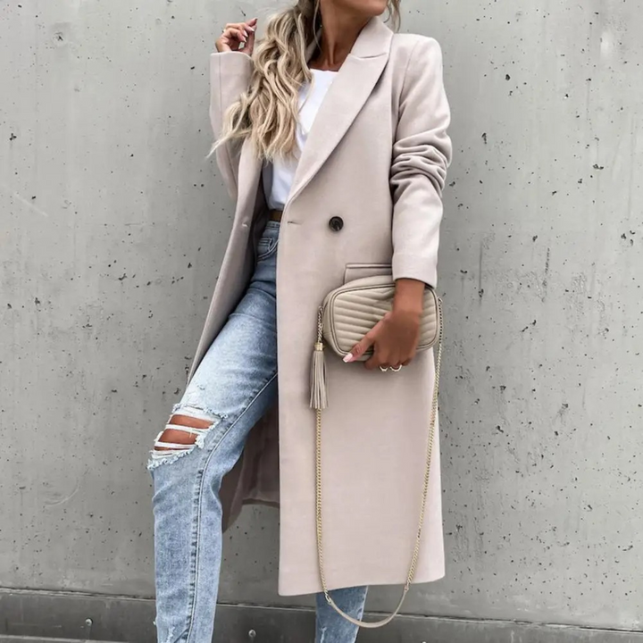 Drune | Mantel Wollscher Winter Trenchcoat mit Knopfverschluss für Damen