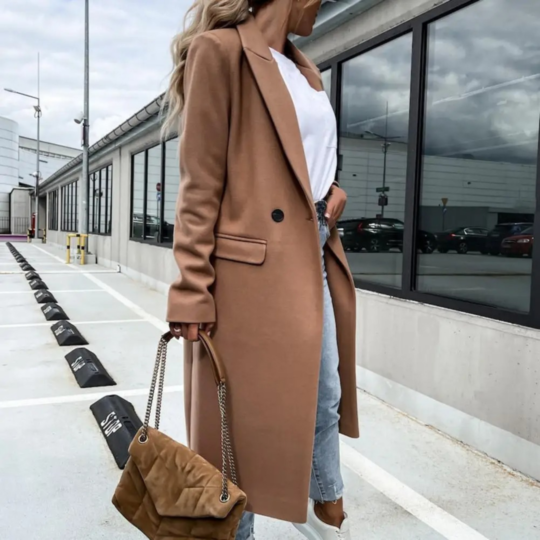 Drune | Mantel Wollscher Winter Trenchcoat mit Knopfverschluss für Damen