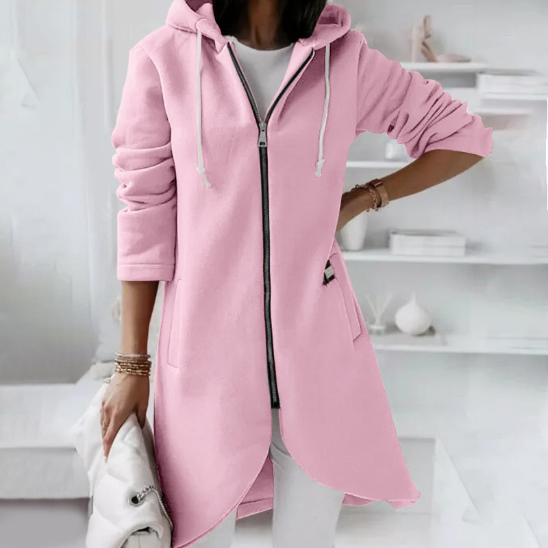 Drune | Damen Lange Winterjacke mit Kapuze und Reißverschluss