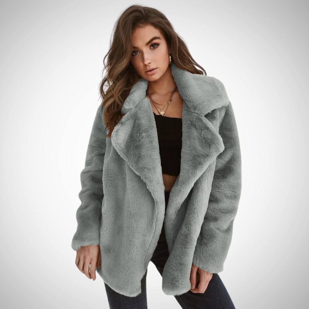 Drune | Damen Teddy Jacke mit Langen Ärmeln und Breitem Reverskragen