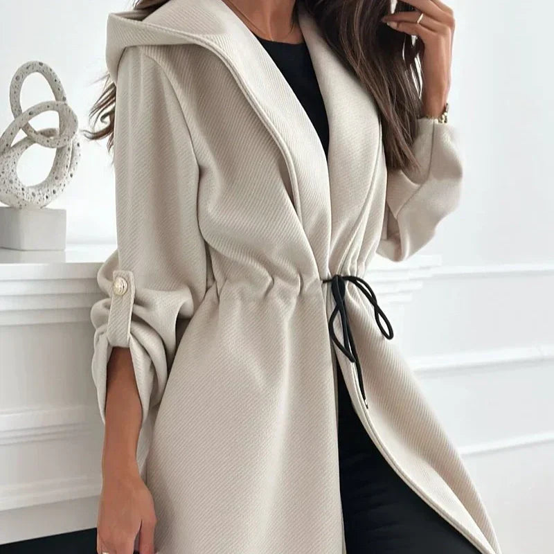 Drune | Damen Lange Winterjacke mit Kapuze und Zugband