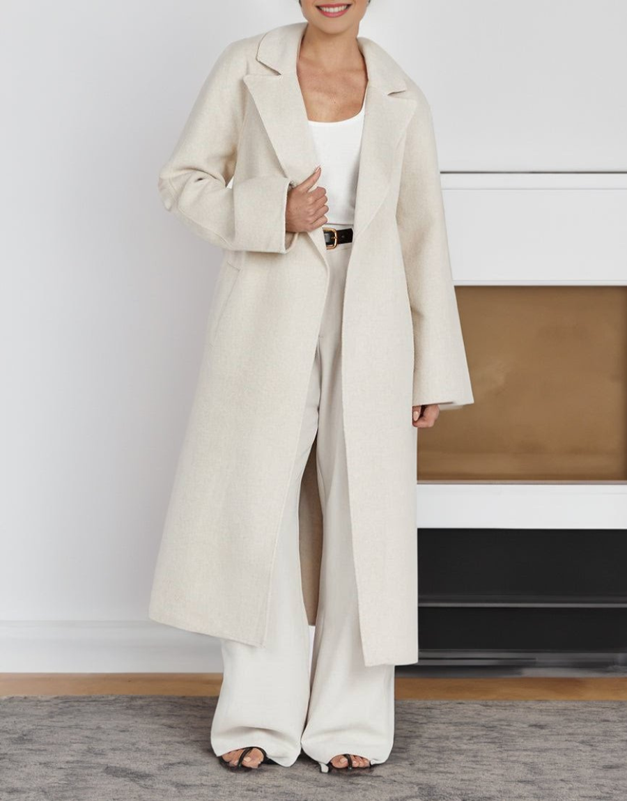 Drune | Damen Lange Winterjacke mit Klassischem Stil und Offener Vorderseite