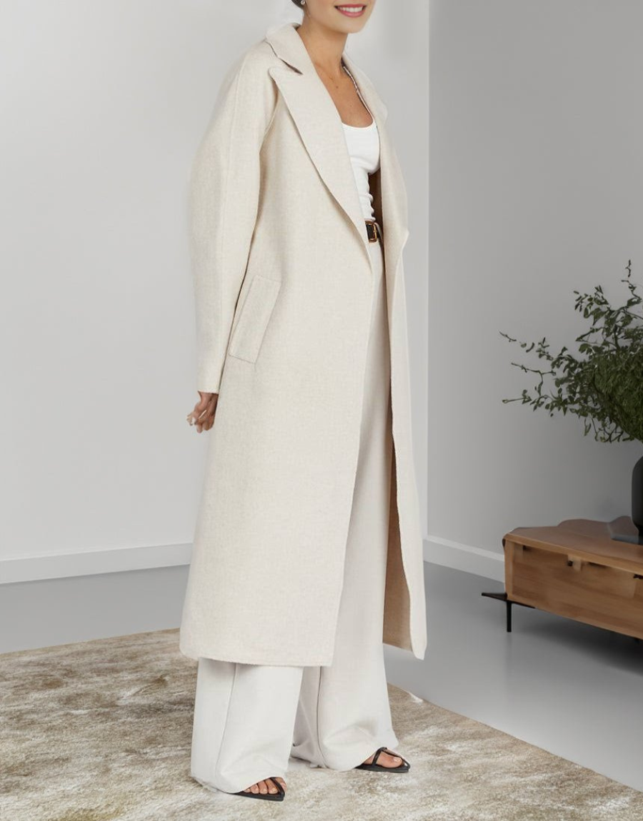 Drune | Damen Lange Winterjacke mit Klassischem Stil und Offener Vorderseite