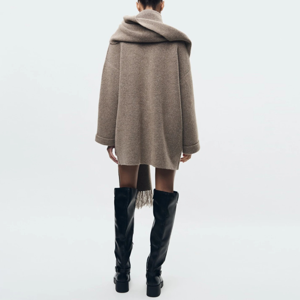 Drune | Damenmantel mit Knopfverschluss und Schal