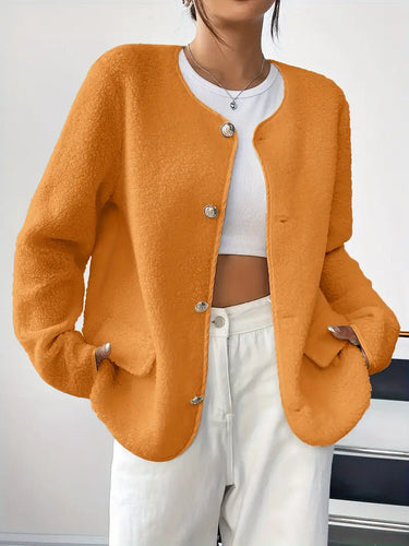Drune | Damen Cardigan mit Rundhalsausschnitt und goldener Knopfleiste