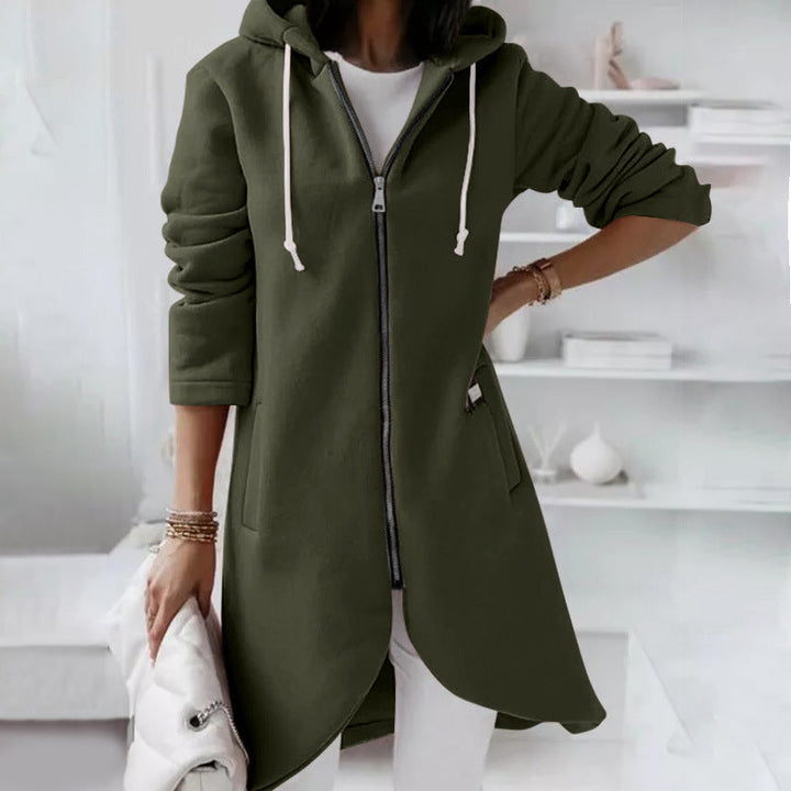 Drune | Langer Bequemer Kapuzenpulli Mit Reißverschluss Für Damen