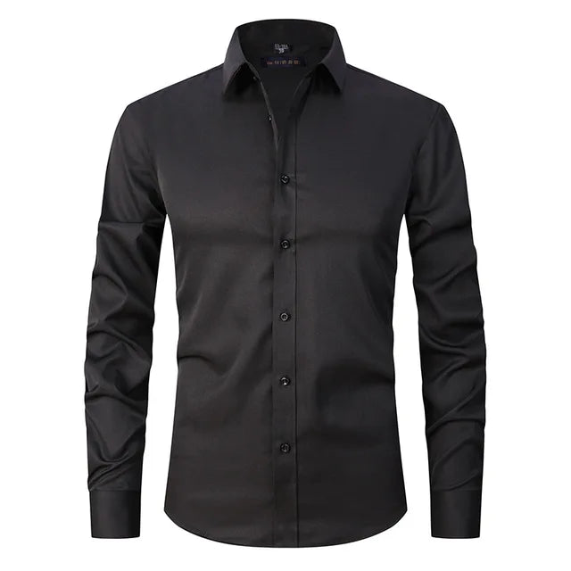 Drune | Herren Slim Passform Stretchstoff Bügelfrei Button Down Kragen