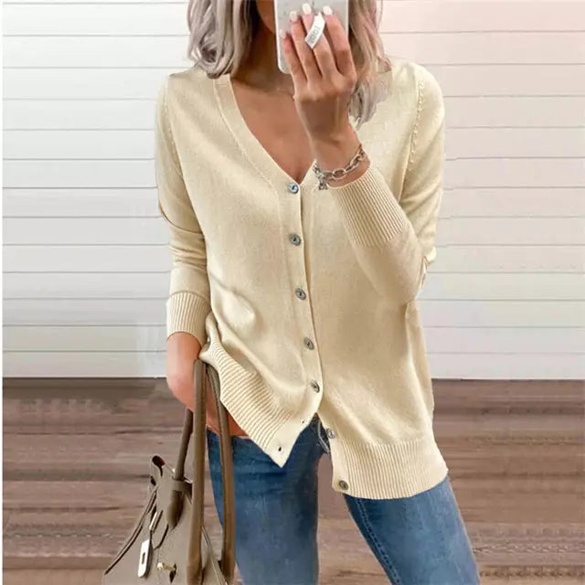 Drune | Einfarbige Schlichte Strickjacke Für Alltag