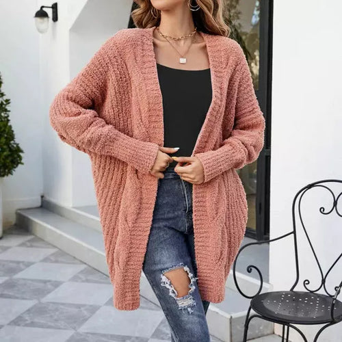Drune | Einfarbige Kuschelige Strickjacke Für Damen