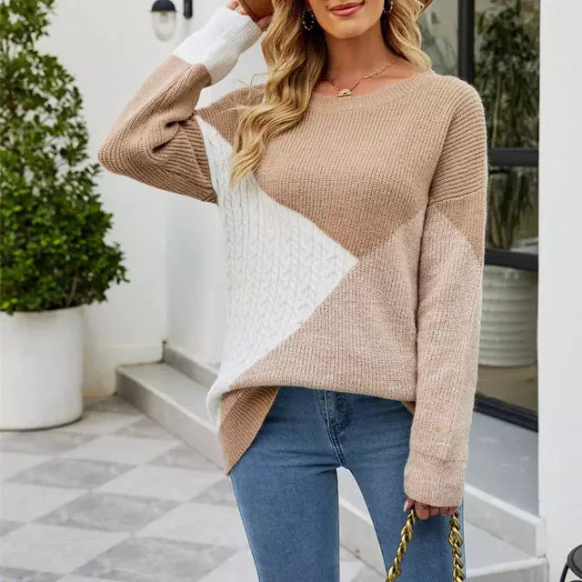 Drune | Patchwork Strickpullover mit Kreativem Muster