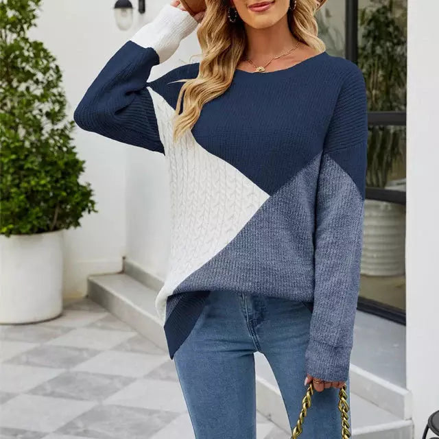 Drune | Patchwork Strickpullover mit Kreativem Muster