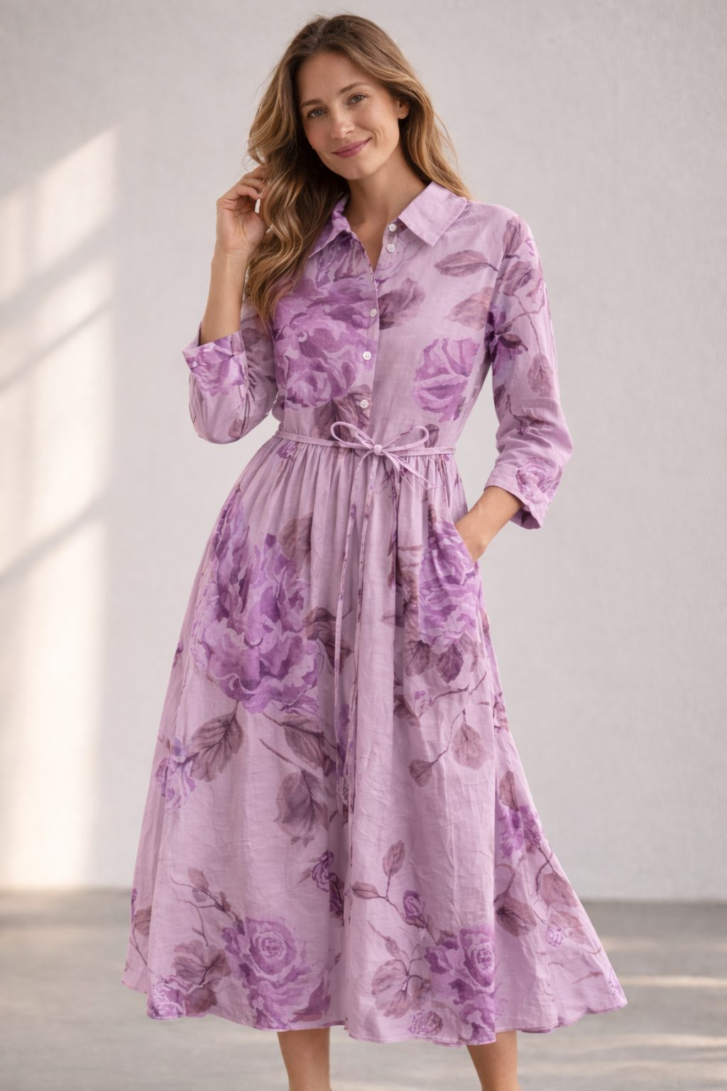 Drune | Elegantes Blumenkleid mit Knopfleiste für Damen