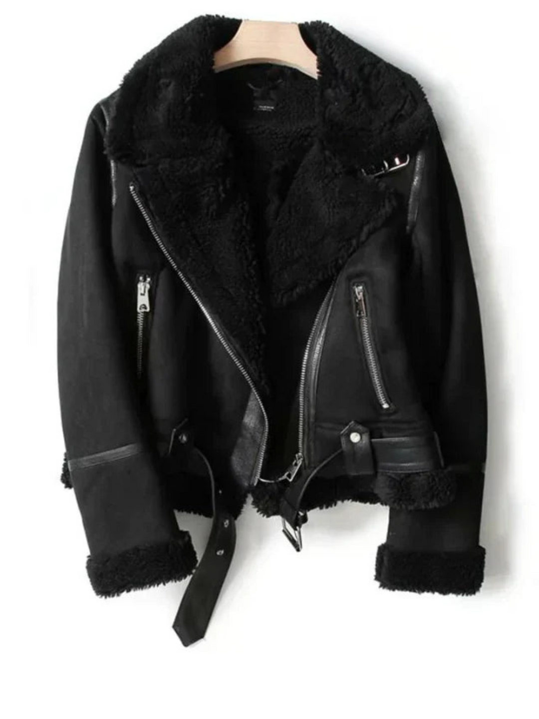 Drune | Lederjacke für Damen - Sherpa-Futter