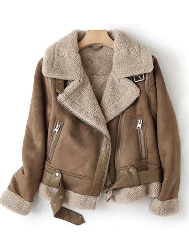 Drune | Lederjacke für Damen - Sherpa-Futter