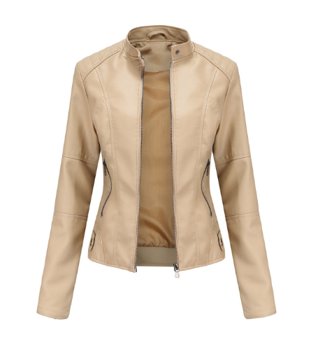 Drune - Damen Slim Fit Bikerjacke aus Kunstleder