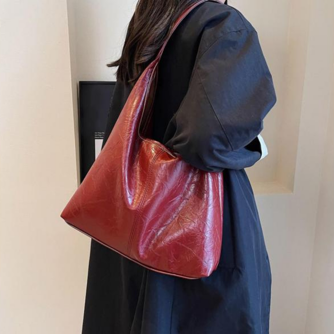 Drune | Groß Kunstleder Umhängetasche Damenhandtasche