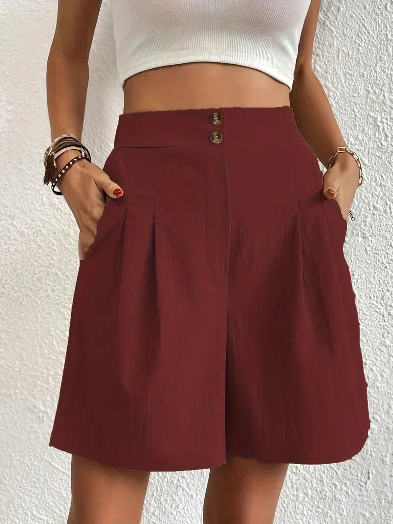 Drune | Hochtaillierte Leinenshorts für Damen