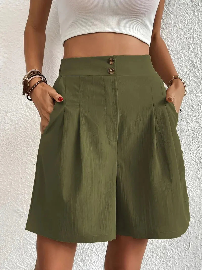Drune | Shorts, schräge Taschen, hohe Taille, Damenshorts, Sommerkleidung