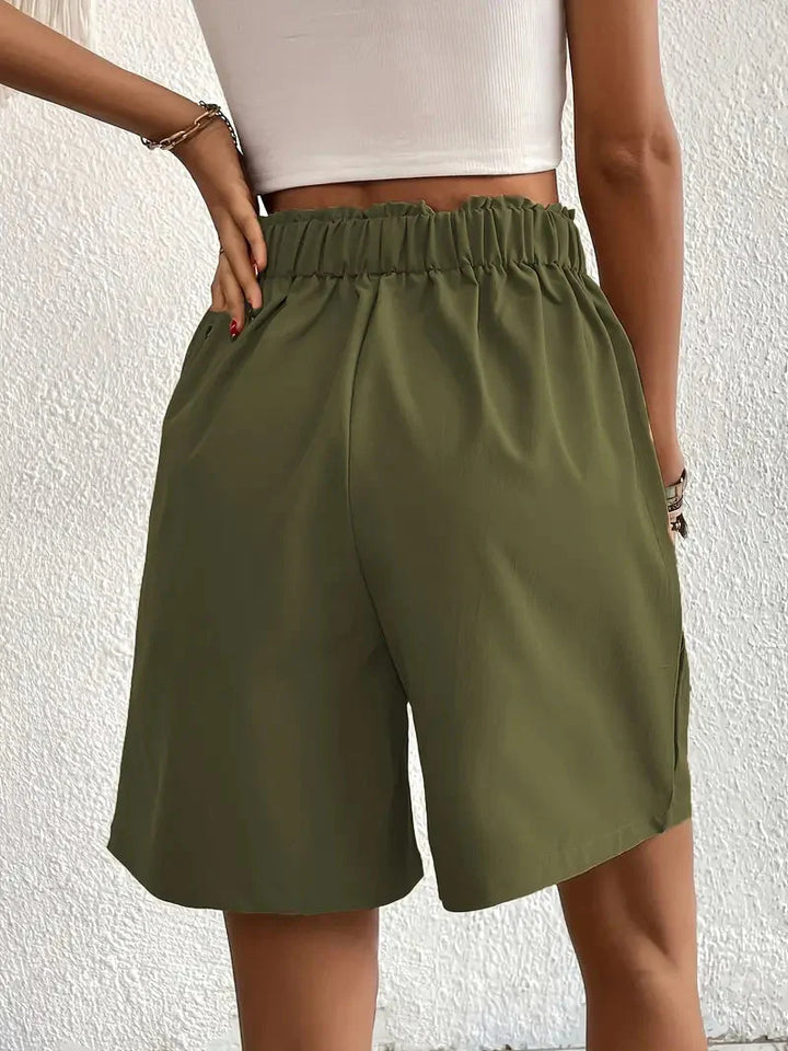 Drune | Shorts, schräge Taschen, hohe Taille, Damenshorts, Sommerkleidung