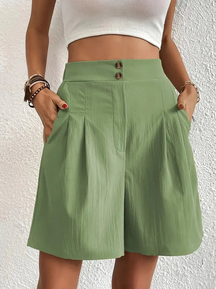 Drune | Shorts, schräge Taschen, hohe Taille, Damenshorts, Sommerkleidung