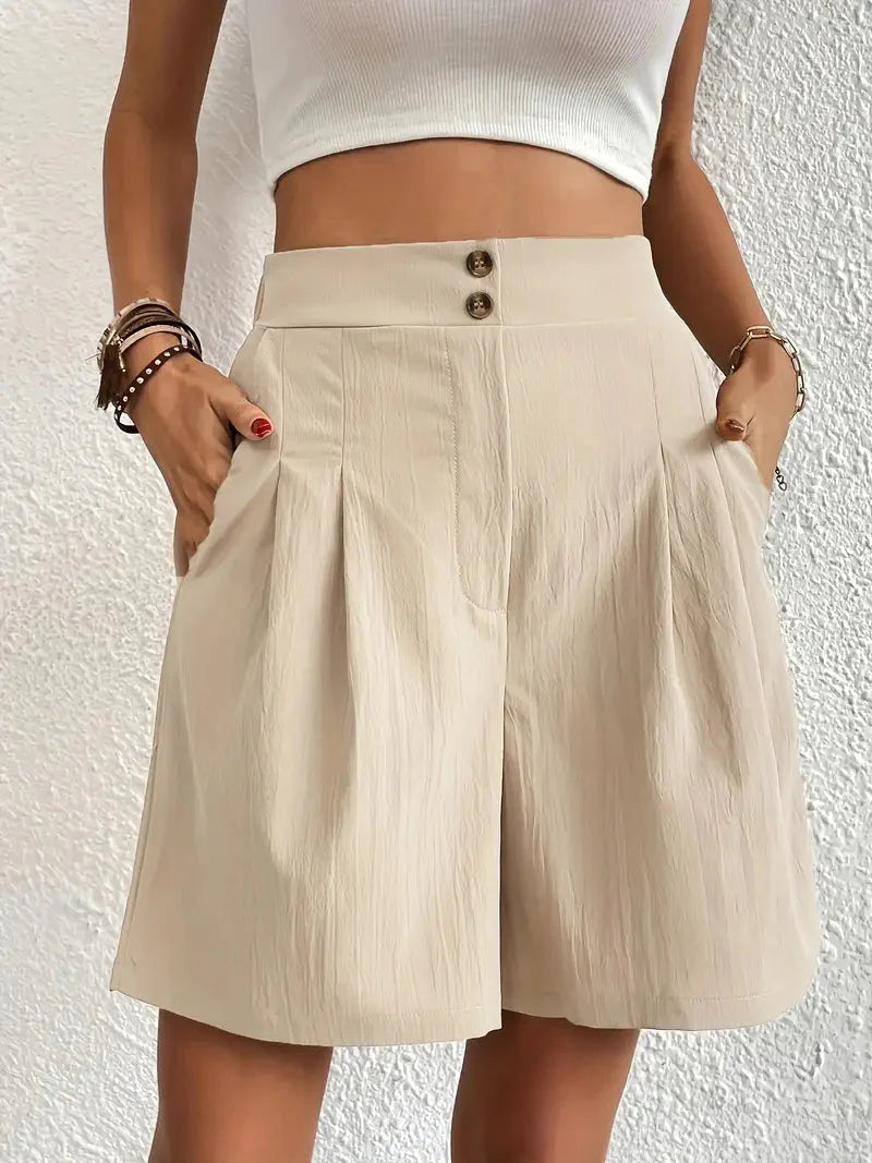 Drune | Shorts, schräge Taschen, hohe Taille, Damenshorts, Sommerkleidung