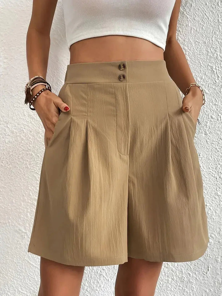 Drune | Shorts, schräge Taschen, hohe Taille, Damenshorts, Sommerkleidung