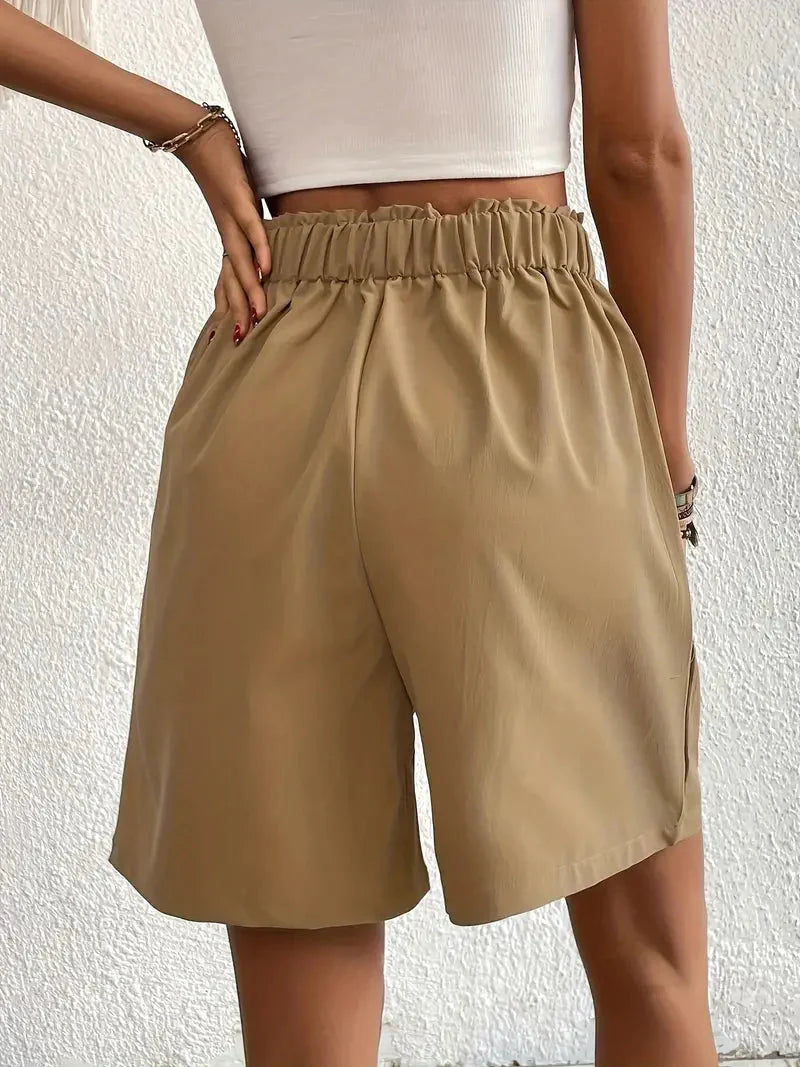 Drune | Shorts, schräge Taschen, hohe Taille, Damenshorts, Sommerkleidung