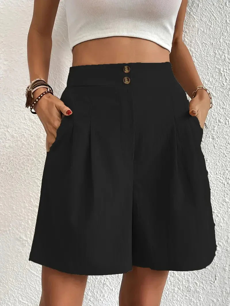 Drune | Hochtaillierte Leinenshorts für Damen