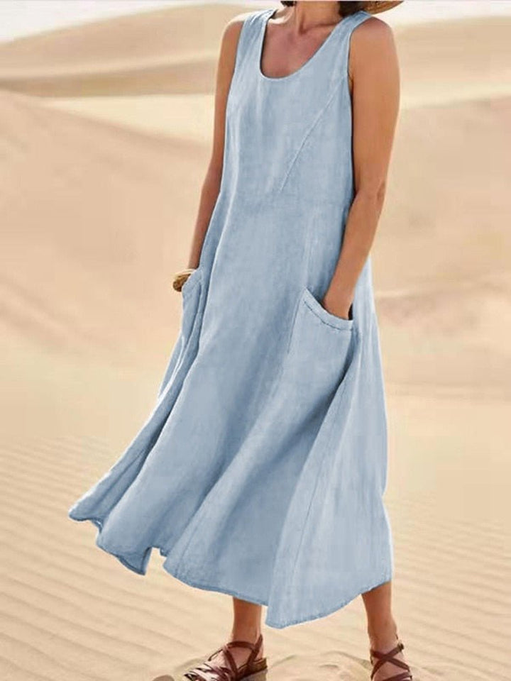 Drune | Lockere Passform Ärmellos Fließendes Kleid Sommerkleid