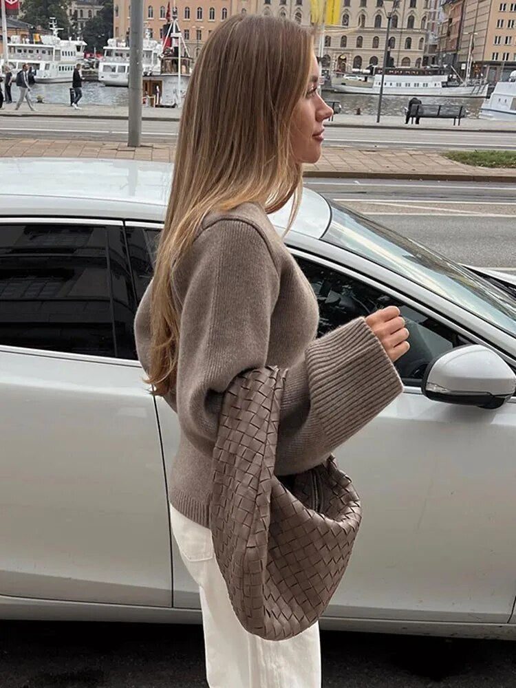 Drune | Damen Stilvoll Strickcardigan mit Knopfverschluss und V-Ausschnitt