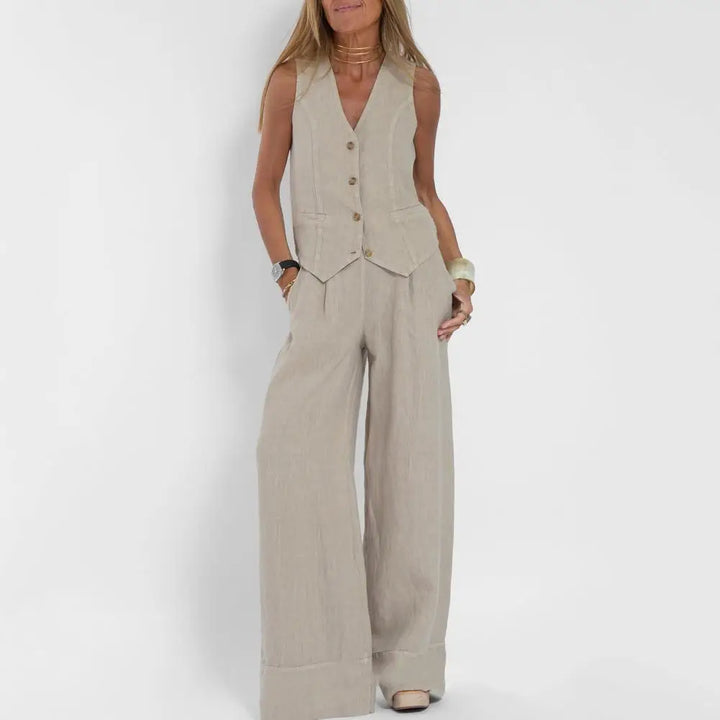 Drune | Ärmellose Leinenweste und Weite Hose für Damen