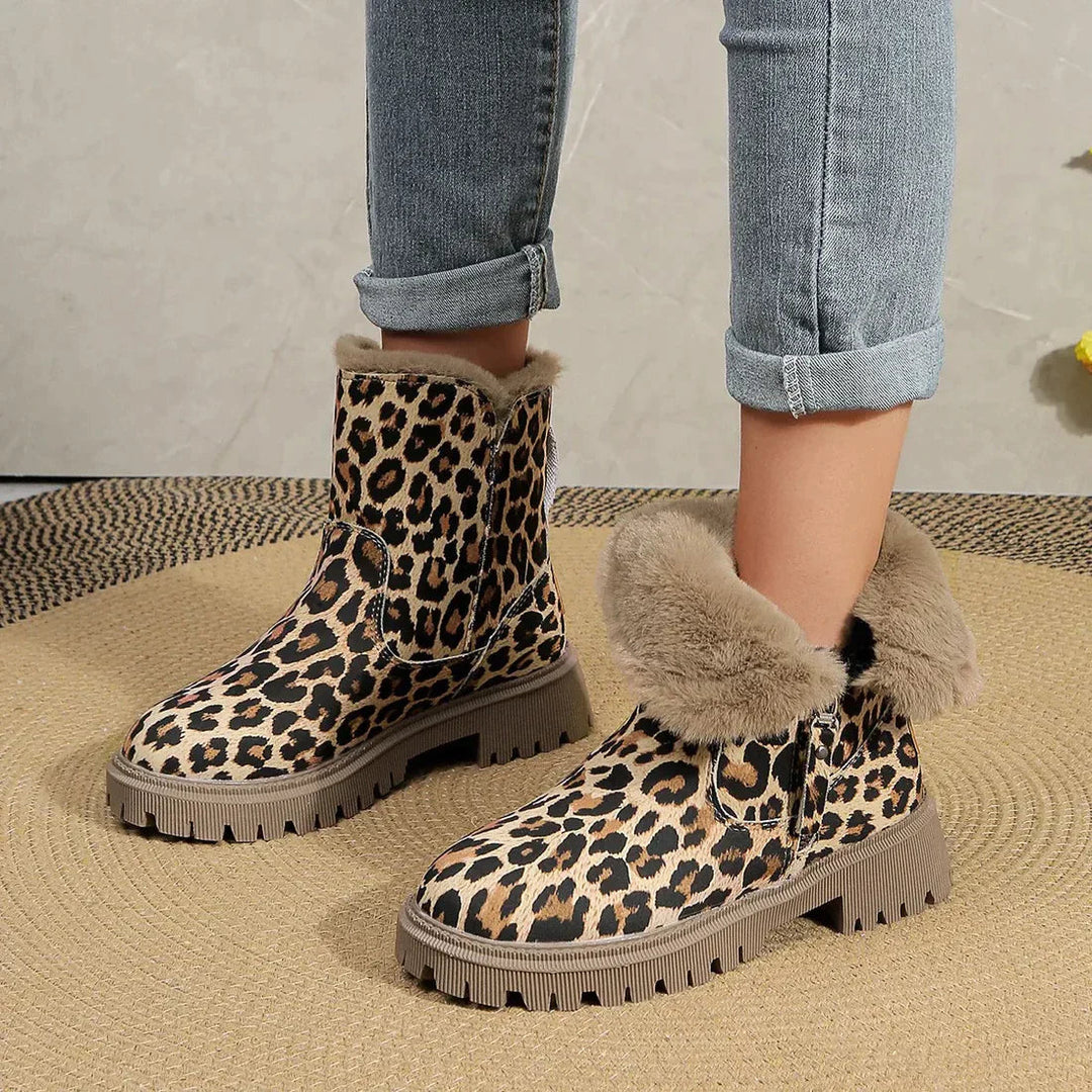 Drune | Leopardenmuster Schneestiefel für Damen – Gemütliches & Stylisches Winterfußbett