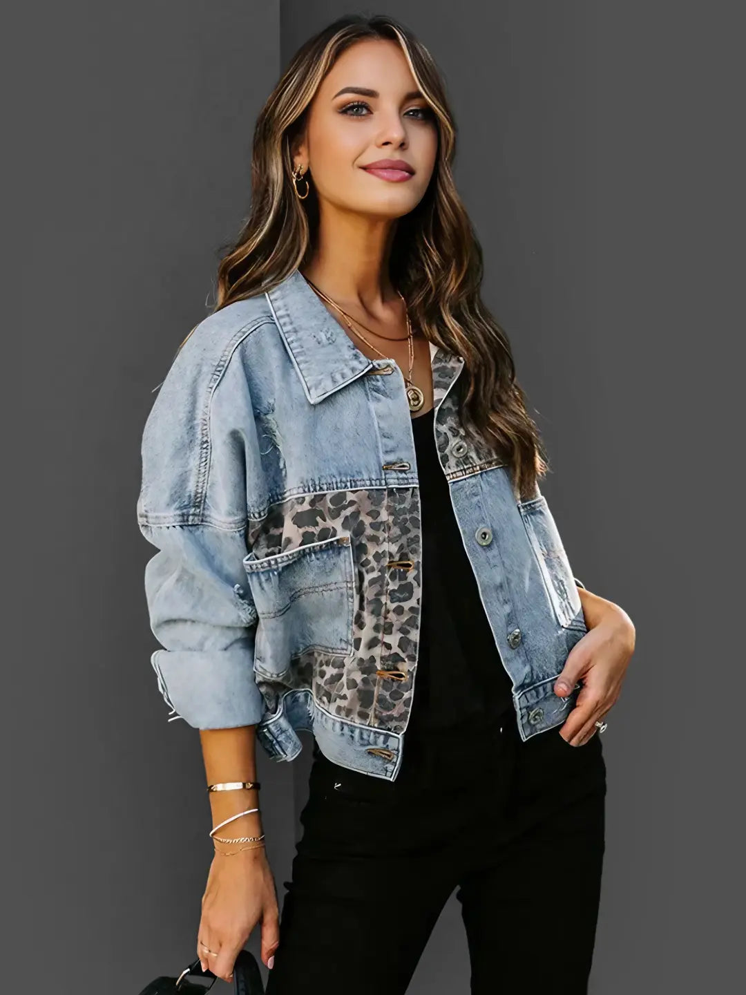 Drune | Leoparden-Jeansjacke
